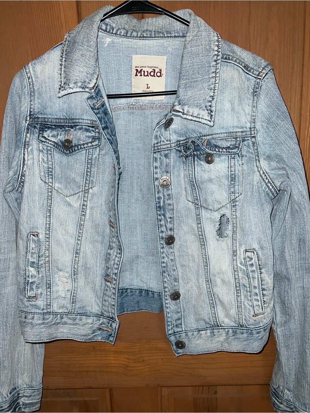 Distressed Light Denim Jacket - Picture 1 of 5